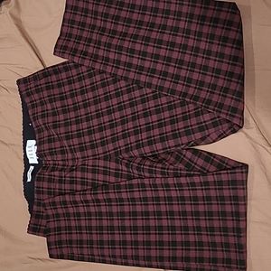 Black and burgundy plaid skinny dress pants, size M